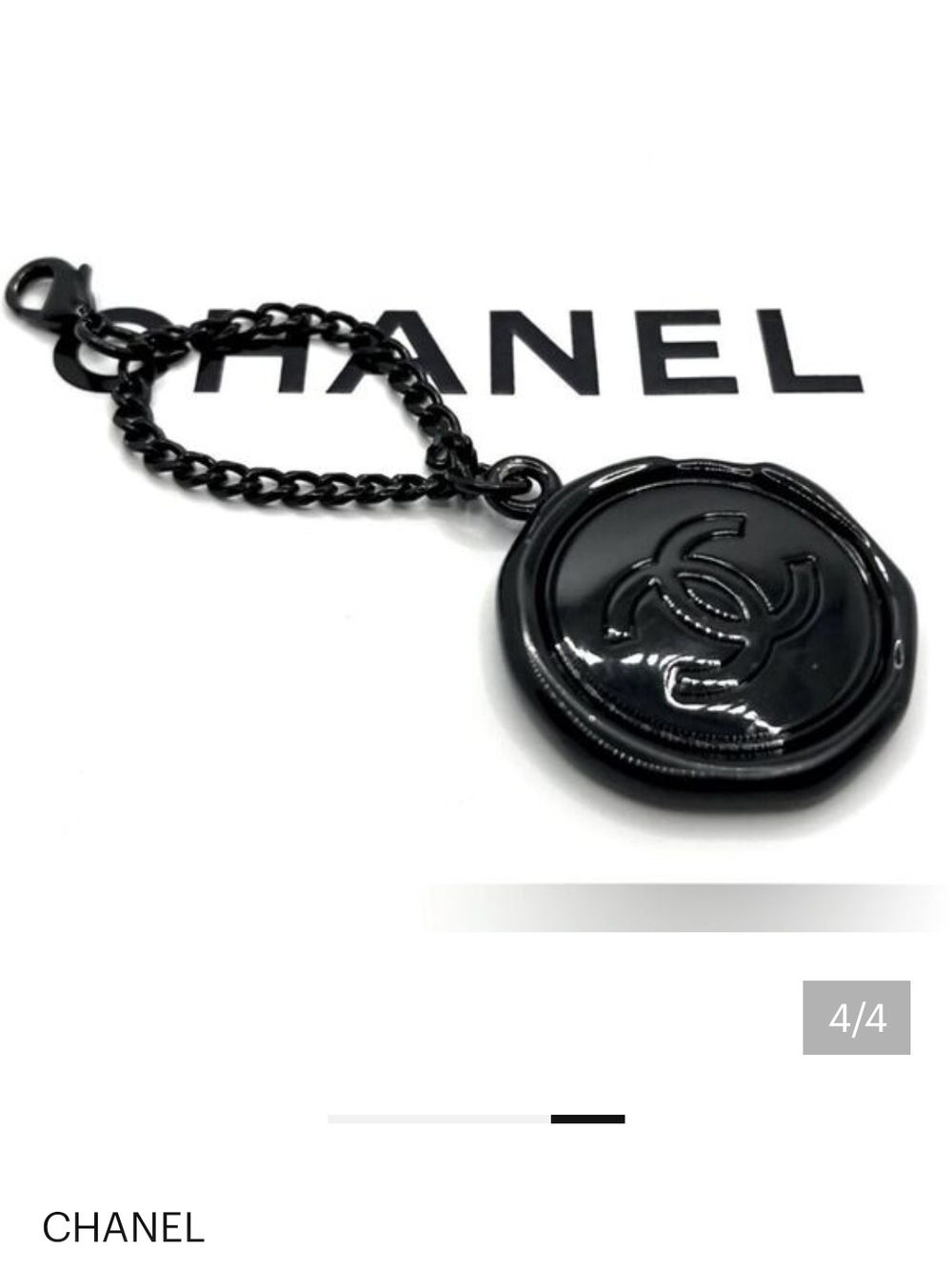 CHANEL Beaute Black CC Emblem Bag Charm Chain Key Holder